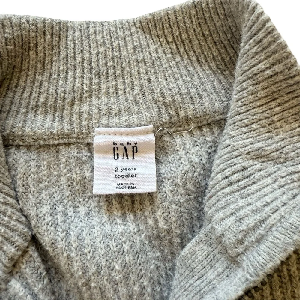 Baby Gap Gray Quarter Zip Sweater Toddler 2T